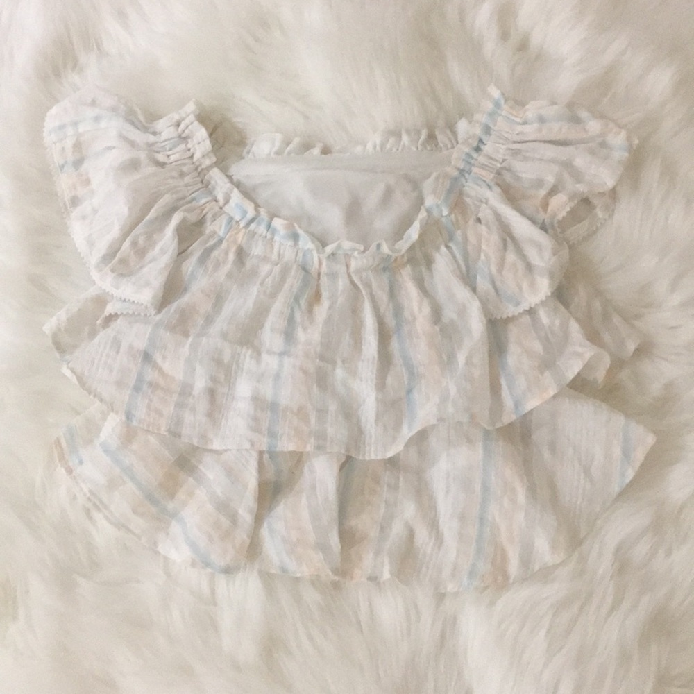 Ruffled off-shoulder crop top
